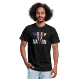 VA RN Nurse Symbol Flag Unisex Jersey T-Shirt by Bella + Canvas - black
