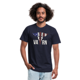 VA RN Nurse Symbol Flag Unisex Jersey T-Shirt by Bella + Canvas - navy