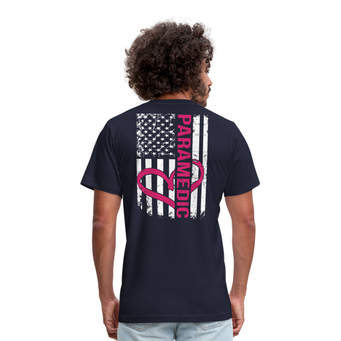 Paramedic Flag Unisex Jersey T-Shirt by Bella + Canvas - navy