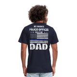 My Favorite Police Officer Calls Me Dad Unisex Jersey T-Shirt by Bella + Canvas  CK3616 - navy