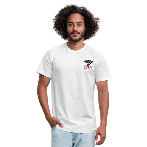 RN Hospice Nurse Unisex Jersey T-Shirt by Bella + Canvas - white