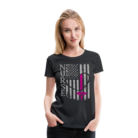 Nurse Flag Women’s Premium T-Shirt (CK1395) - black