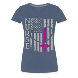 Nurse Flag Women’s Premium T-Shirt (CK1395) - heather blue