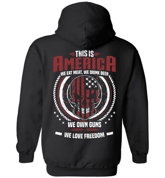 This is America -Skull American Flag Unisex Pullover Hoodie