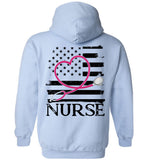 Nurse Flag with Heart Stethoscope Pullover Hoodie