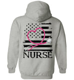 Nurse Flag with Heart Stethoscope Pullover Hoodie