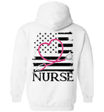 Nurse Flag with Heart Stethoscope Pullover Hoodie