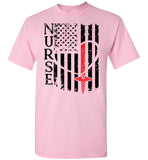 Nurse Flag for Nurse Red Unisex Tee (Front Print Flag W/Nurse Red)