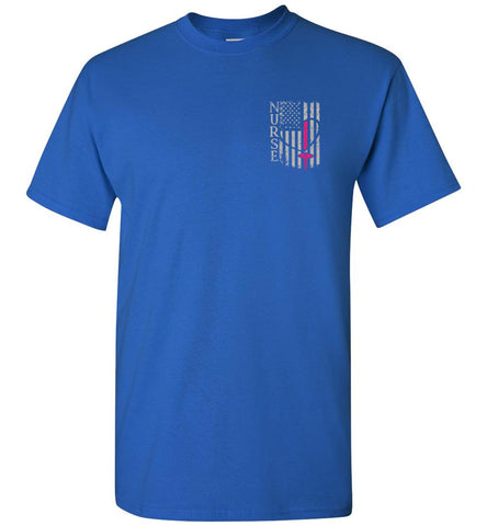 Nurse Flag Unisex Tee Front and Back Print Royal