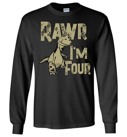 Rawr I'm Four - Kid's Dinosaur Long Sleeve T-Shirt