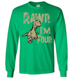 Rawr I'm Four - Kid's Dinosaur Long Sleeve T-Shirt