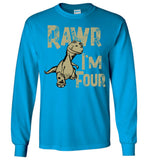 Rawr I'm Four - Kid's Dinosaur Long Sleeve T-Shirt
