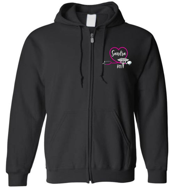 Rachel RN Emergency Nurse Flag zipper hoodie