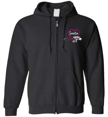 Rachel RN Emergency Nurse Flag zipper hoodie