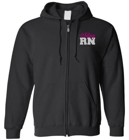 Whitney RN Nurse Flag Zipper Hoodie