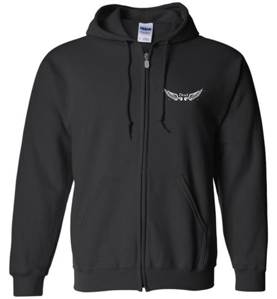 Dad Memorial Zipper Hoodie Jacket - Dad Angel In Heaven