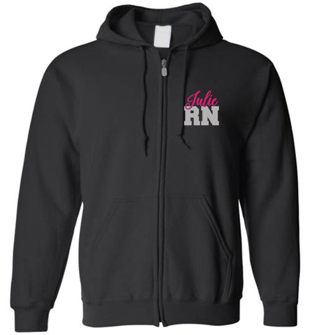 Julie RN Zipper Hoodie Nurse Flag