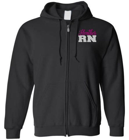 Heather RN Nurse Flag Zipper Hoodie