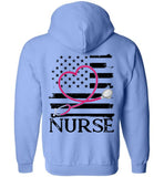 Nurse Flag with Heart Stethoscope Zipper Hoodie