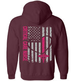 Critical Care Nurse Zipper Hoodie - Nurse Flag