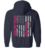 Critical Care Nurse Zipper Hoodie - Nurse Flag