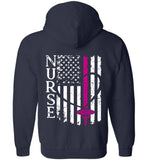 Nurse Flag Zipper Hoodie Stethoscope Front No Name