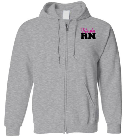 Marsha RN Nurse Flag Zipper Hoodie
