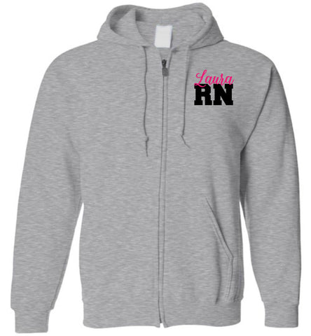 Laura RN Nurse Flag Zipper Hoodie