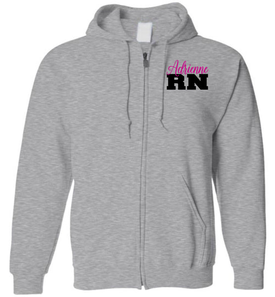 Adrienne RN Nurse Flag Zipper Hoodie