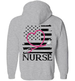 Nurse Flag with Heart Stethoscope Zipper Hoodie