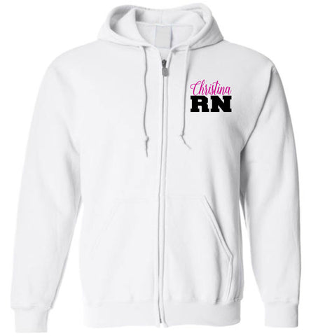 Christina RN Nurse Flag Zipper Hoodie
