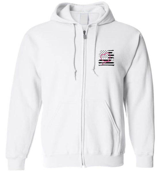 Nurse Flag with Heart Stethoscope Zipper Hoodie