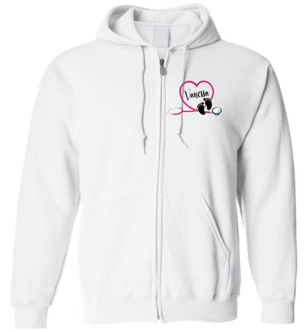 Vanessa Labor and Delivery Nurse Flag Zipper Hoodie