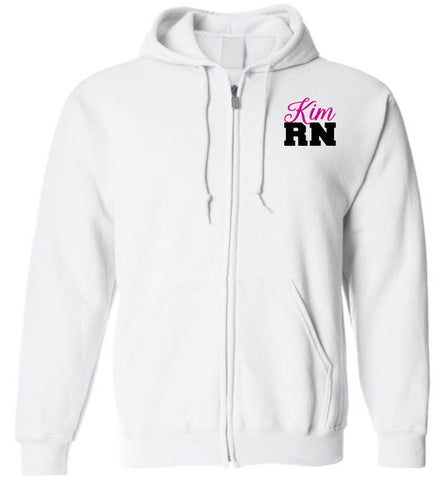 Kim RN Nurse Flag Zipper Hoodie