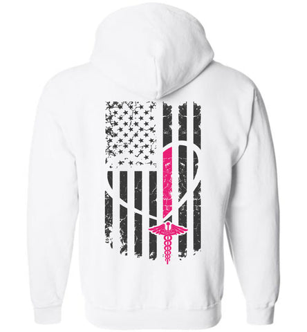 Pink Nurse Flag Zipper Hoodie CK1251