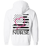Nurse Flag with Heart Stethoscope Zipper Hoodie