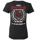 This is America -Skull American Flag Ladies T-Shirt