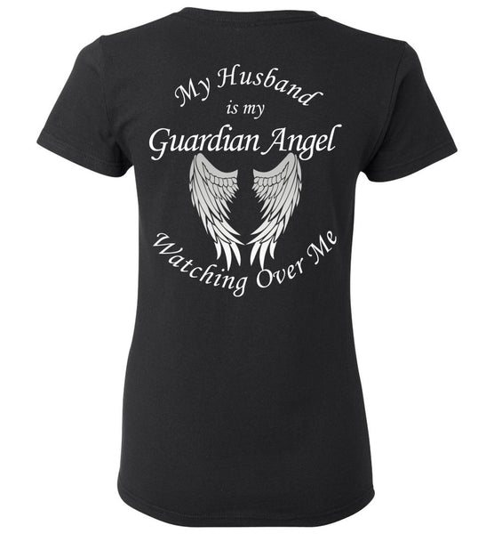 My Husband is My Guardian Angel Ladies Memorial T-Shirt