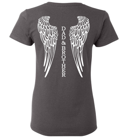 Dad and Brother Long Angel Wings Ladies T-Shirt