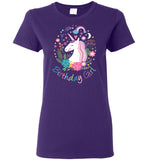 Unicorn Birthday Girl Ladies T-Shirt