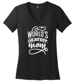World's Okayest Mom Ladies V-Neck T-Shirt