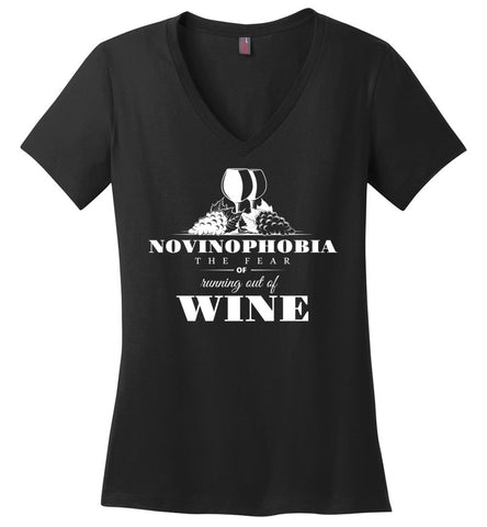 NOVINOPHOBIA - Funny Wine V-Neck Shirt for Ladies