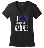 I Love Being a Gammie V-Neck Ladies T-Shirt