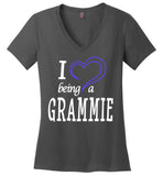 I Love Being a Grammie Ladies V-Neck T-Shirt