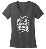 World's Okayest Mom Ladies V-Neck T-Shirt