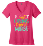 Tough Loving Hopeful Nurse - Novelty Nurse V-Neck T-Shirt