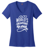 World's Okayest Mom Ladies V-Neck T-Shirt