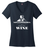 NOVINOPHOBIA - Funny Wine V-Neck Shirt for Ladies