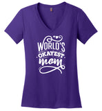 World's Okayest Mom Ladies V-Neck T-Shirt