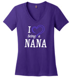 I Love Being A Nana V-Neck Ladies T-Shirt
